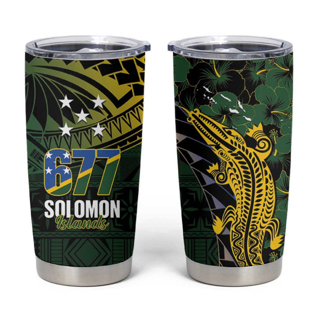 Solomon Islands Tumbler Cup 677 Proud Crocodile Melanesian Pattern - Polynesian Pride