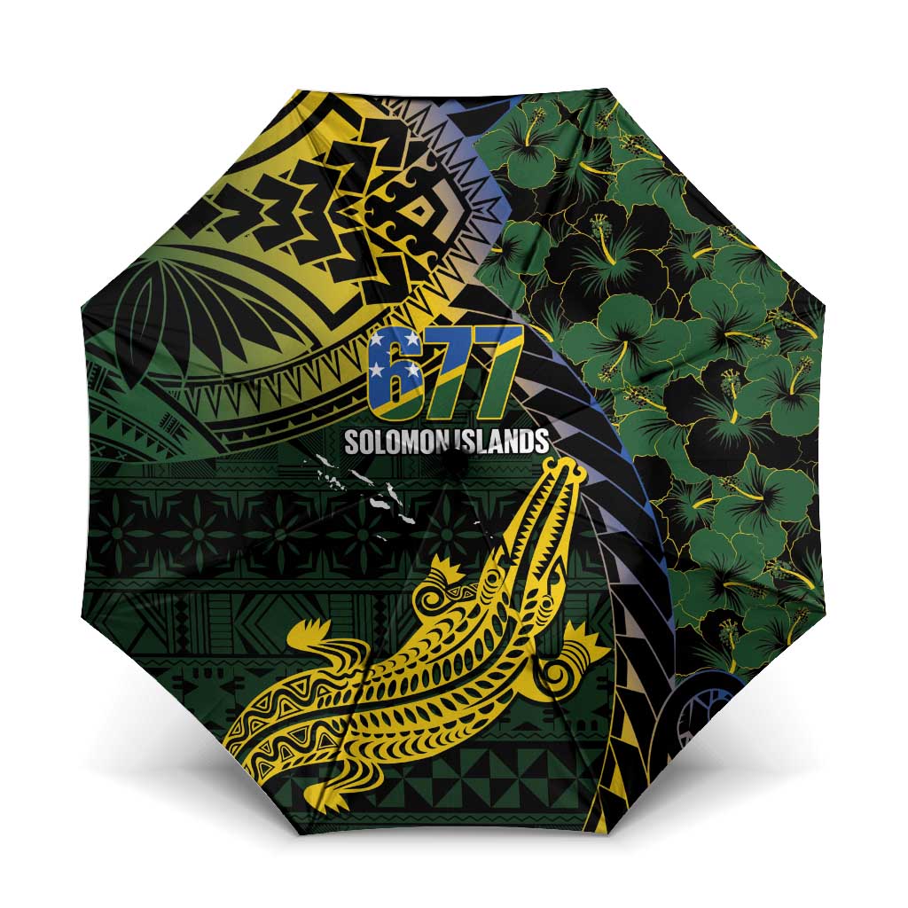 Solomon Islands Umbrella 677 Proud Crocodile Melanesian Pattern - Polynesian Pride