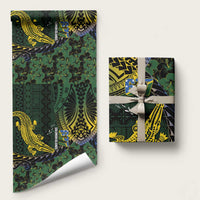Solomon Islands Wrapping Paper 677 Proud Crocodile Melanesian Pattern LT14 58" × 23" Black - Polynesian Pride