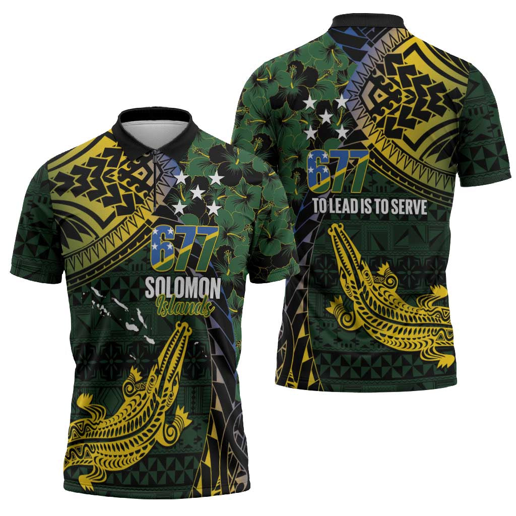 Solomon Islands Zipper Polo Shirt 677 Proud Crocodile Melanesian Pattern LT14 - Polynesian Pride