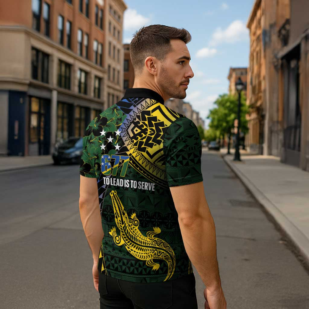 Solomon Islands Zipper Polo Shirt 677 Proud Crocodile Melanesian Pattern LT14 - Polynesian Pride