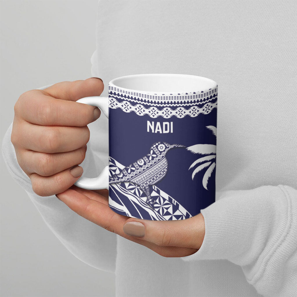 Nadi Fiji 2026 Rugby Custom Ceramic Mug Kikau Fijian Tapa Pattern LT14 - Polynesian Pride