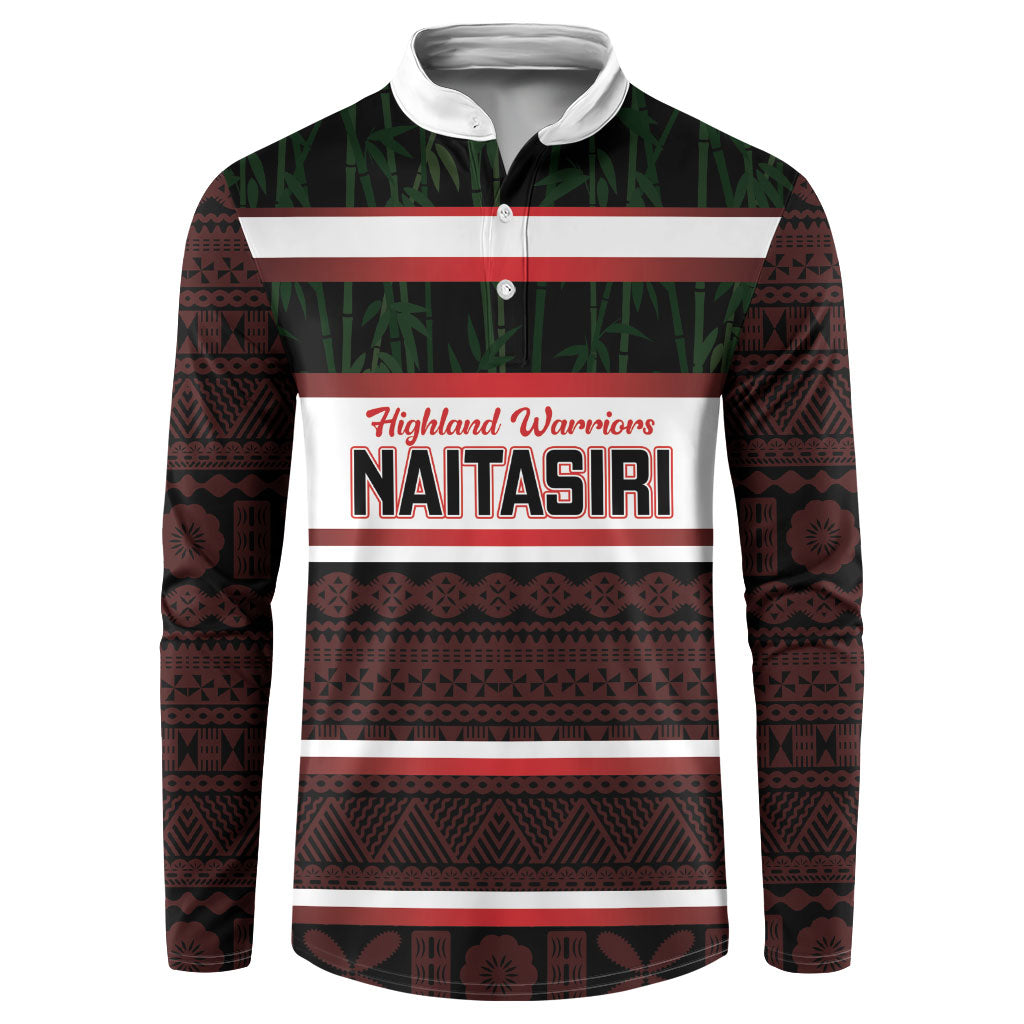 Naitasiri Fiji 2026 Rugby Custom Button Sweatshirt Highland Warriors Fijian Tapa Pattern LT14 Black - Polynesian Pride