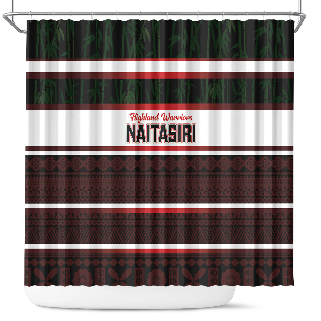 Naitasiri Fiji 2026 Rugby Shower Curtain Highland Warriors Fijian Tapa Pattern