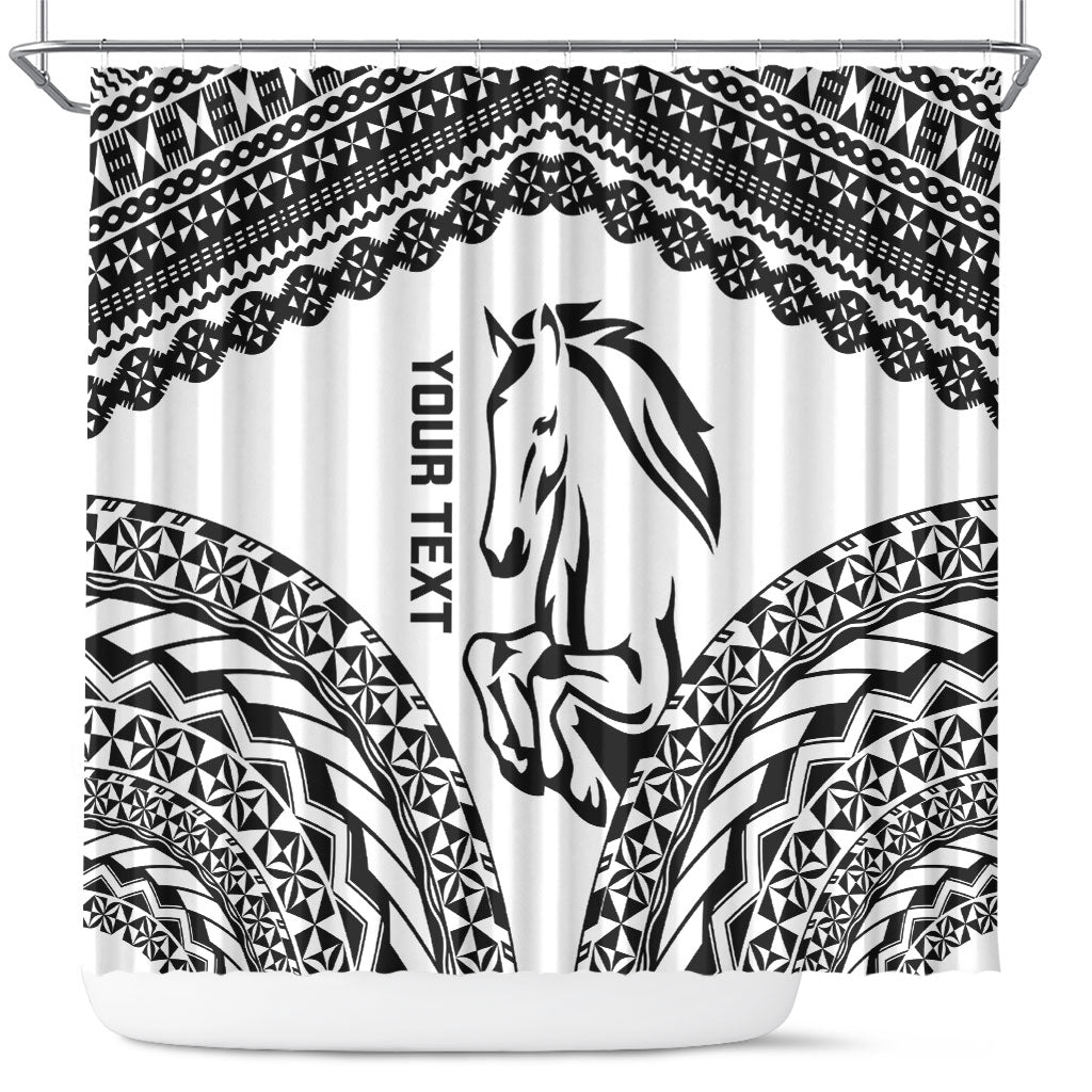 Nadroga Fiji 2026 Rugby Custom Shower Curtain Stallion Fijian Tapa Pattern