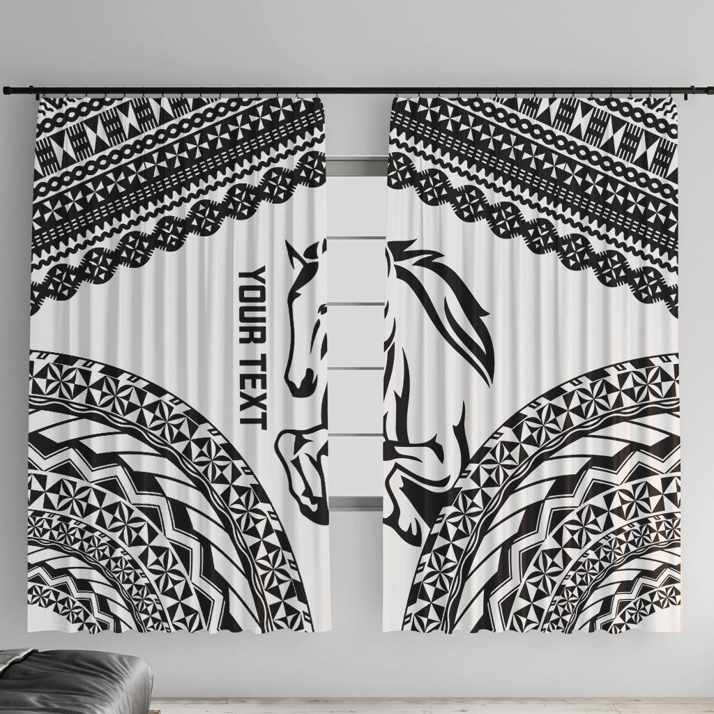 Nadroga Fiji 2026 Rugby Custom Window Curtain Stallion Fijian Tapa Pattern LT14 With Hooks White - Polynesian Pride