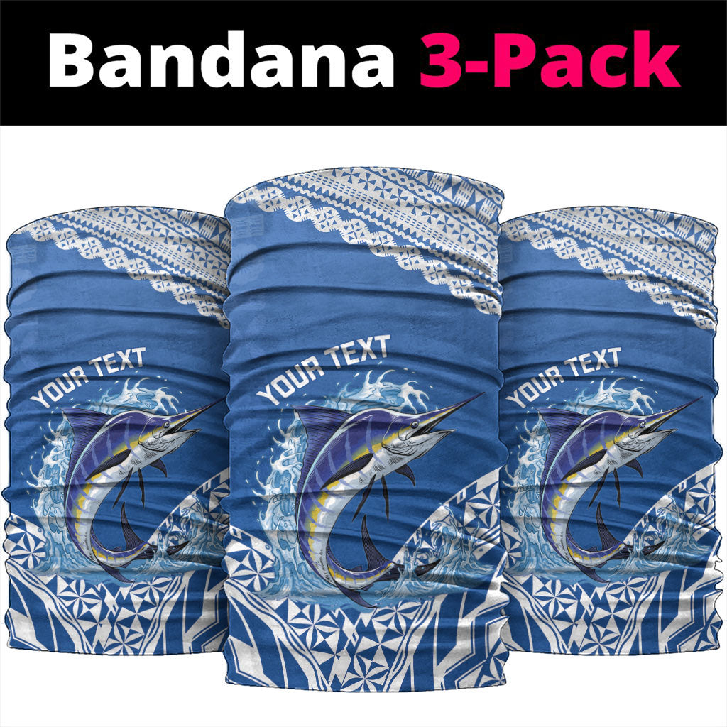 Yasawa Fiji 2026 Rugby Custom Neck Gaiter Marlin Fijian Tapa Pattern LT14 package One Size: 25*50cm Blue - Polynesian Pride