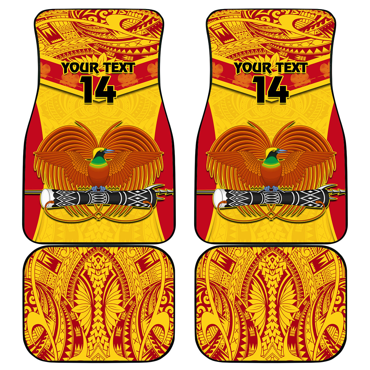 Custom Papua New Guinea Rugby Car Mats 2023 Go Kumuls Pacific Dynamic Style LT14 Yellow - Polynesian Pride