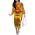 Custom Papua New Guinea Rugby Family Matching Off Shoulder Long Sleeve Dress and Hawaiian Shirt 2023 Go Kumuls Pacific Dynamic Style LT14 Mom's Dress Yellow - Polynesian Pride