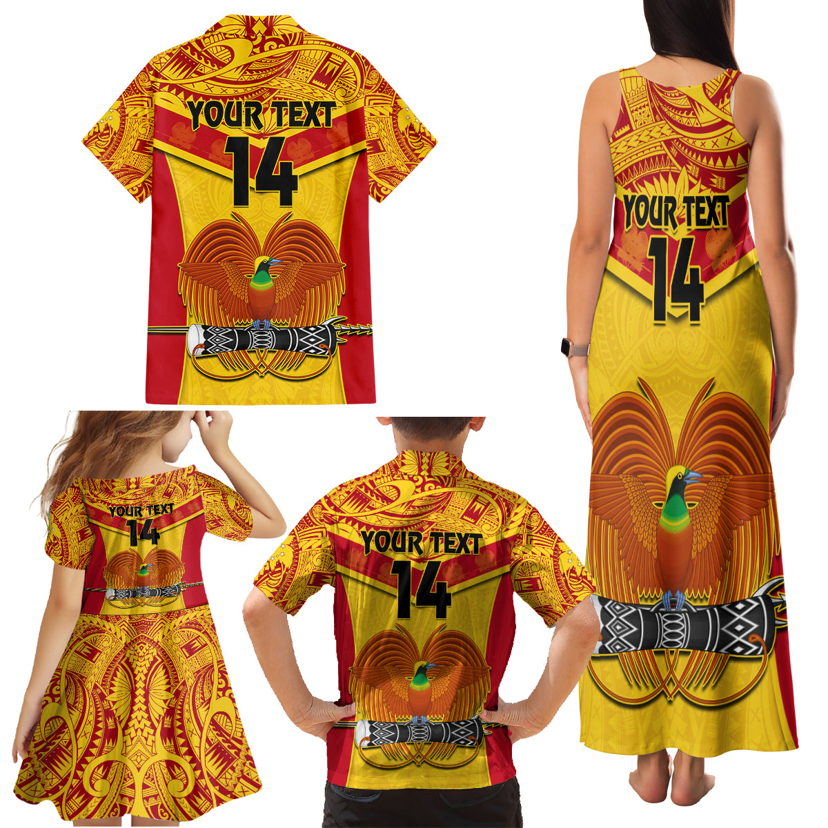 Custom Papua New Guinea Rugby Family Matching Tank Maxi Dress and Hawaiian Shirt 2023 Go Kumuls Pacific Dynamic Style LT14 - Polynesian Pride