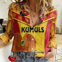 Custom Papua New Guinea Rugby Women Casual Shirt 2023 Go Kumuls Pacific Dynamic Style LT14 Female Yellow - Polynesian Pride