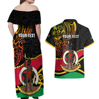Personalised Vanuatu Unity Day Couples Matching Off Shoulder Maxi Dress and Hawaiian Shirt 29 November Coat Of Arms With Flag Style LT14 - Polynesian Pride