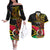 Personalised Vanuatu Unity Day Couples Matching Off The Shoulder Long Sleeve Dress and Hawaiian Shirt 29 November Coat Of Arms With Flag Style LT14 Black - Polynesian Pride