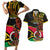 Personalised Vanuatu Unity Day Couples Matching Short Sleeve Bodycon Dress and Hawaiian Shirt 29 November Coat Of Arms With Flag Style LT14 Black - Polynesian Pride