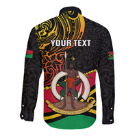 Personalised Vanuatu Unity Day Long Sleeve Button Shirt 29 November Coat Of Arms With Flag Style LT14 - Polynesian Pride