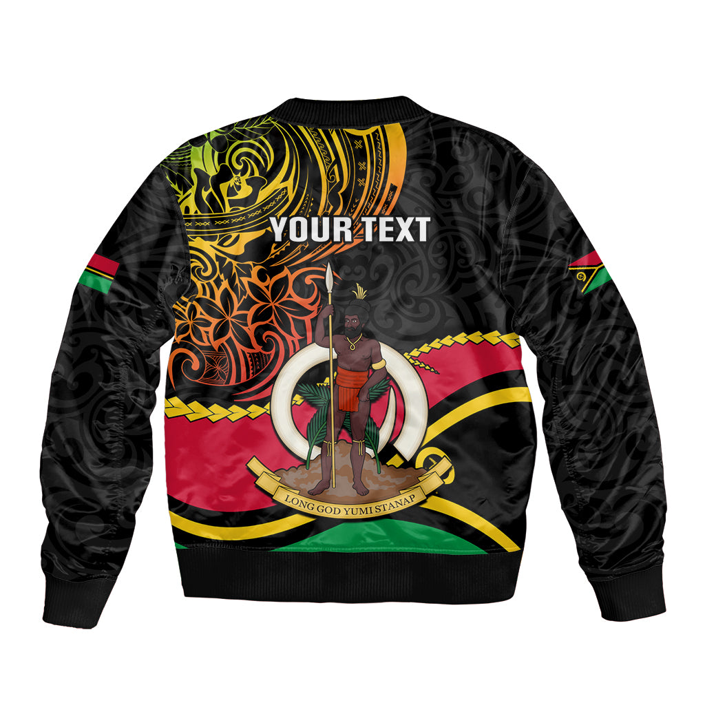 Personalised Vanuatu Unity Day Sleeve Zip Bomber Jacket 29 November Coat Of Arms With Flag Style LT14 - Polynesian Pride