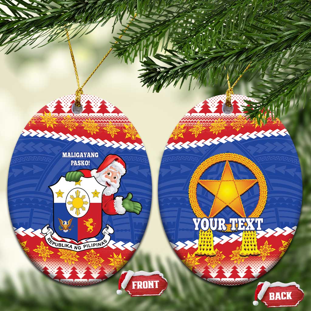Personalized The Philippines Christmas Ceramic Ornament Pilipinas Parol - Maligayang Pasko! LT14 Oval Blue - Polynesian Pride