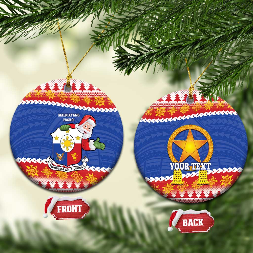 Personalized The Philippines Christmas Ceramic Ornament Pilipinas Parol - Maligayang Pasko! LT14 Circle Blue - Polynesian Pride