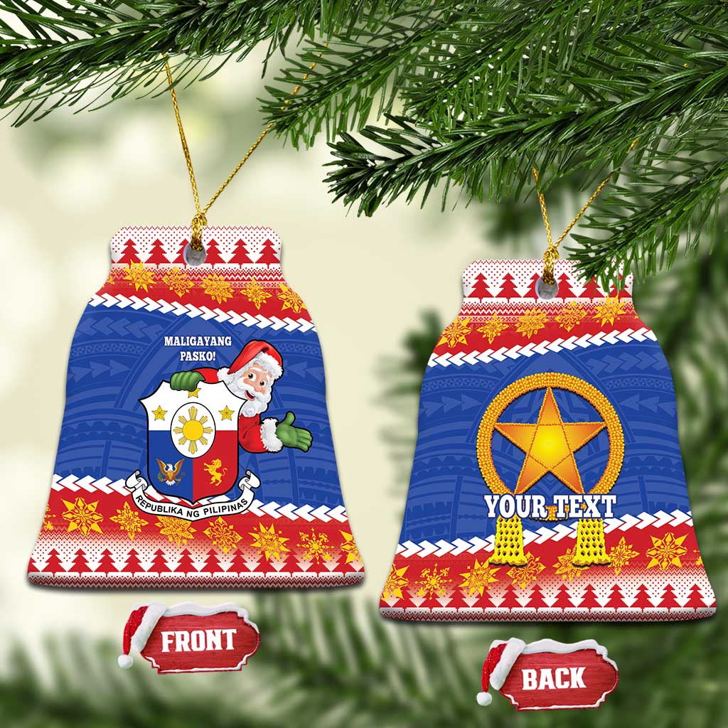 Personalized The Philippines Christmas Ceramic Ornament Pilipinas Parol - Maligayang Pasko! LT14 Bell Flake Blue - Polynesian Pride