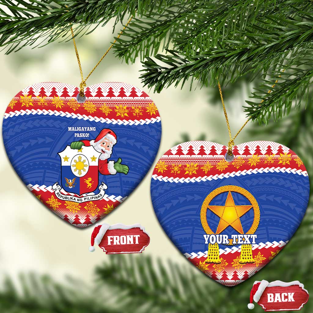 Personalized The Philippines Christmas Ceramic Ornament Pilipinas Parol - Maligayang Pasko! LT14 Heart Blue - Polynesian Pride