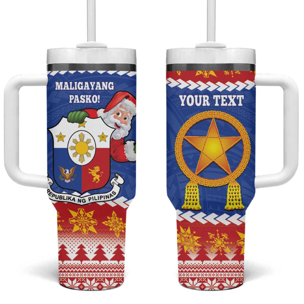Personalized The Philippines Christmas Tumbler With Handle Pilipinas Parol - Maligayang Pasko! LT14 One Size: 40 oz Blue - Polynesian Pride