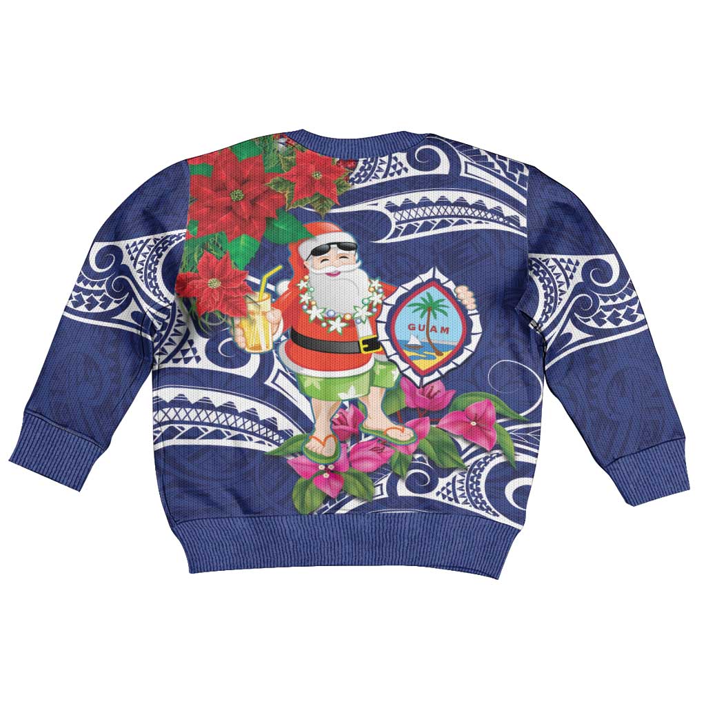 Guam Christmas Kid Ugly Christmas Sweater Poinsettia With Bougainvillea - Felis Pasgua!