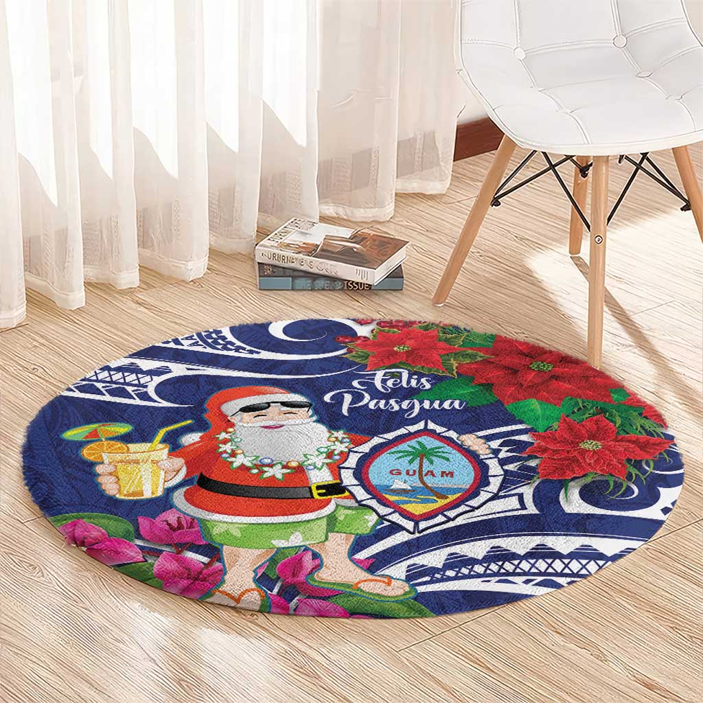 Guam Christmas Round Carpet Poinsettia With Bougainvillea - Felis Pasgua!