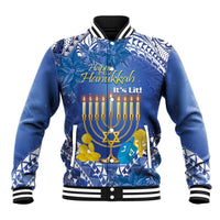 Personalised Hanukkah Jewish Festival Baseball Jacket It's Lit - Polynesian Pattern LT14 Unisex Blue - Polynesian Pride