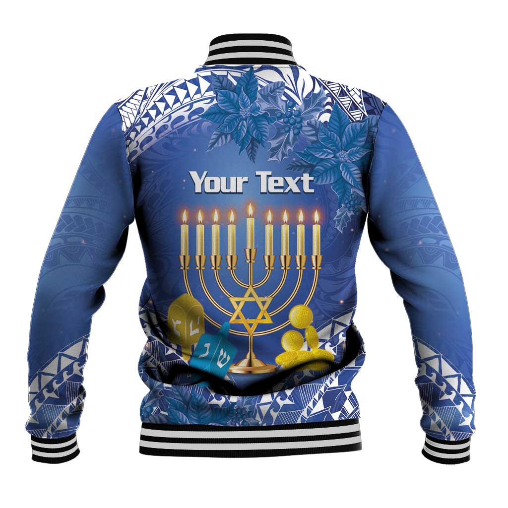Personalised Hanukkah Jewish Festival Baseball Jacket It's Lit - Polynesian Pattern LT14 - Polynesian Pride