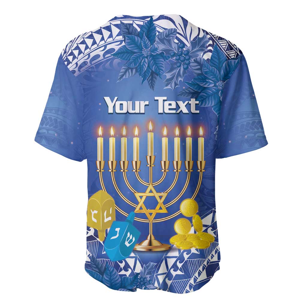 Personalised Hanukkah Jewish Festival Baseball Jersey It's Lit - Polynesian Pattern LT14 - Polynesian Pride