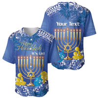 Personalised Hanukkah Jewish Festival Baseball Jersey It's Lit - Polynesian Pattern LT14 - Polynesian Pride
