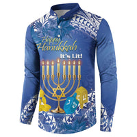 Personalised Hanukkah Jewish Festival Button Sweatshirt It's Lit - Polynesian Pattern LT14 - Polynesian Pride