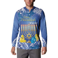 Personalised Hanukkah Jewish Festival Button Sweatshirt It's Lit - Polynesian Pattern LT14 - Polynesian Pride