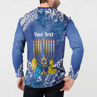 Personalised Hanukkah Jewish Festival Button Sweatshirt It's Lit - Polynesian Pattern LT14 - Polynesian Pride