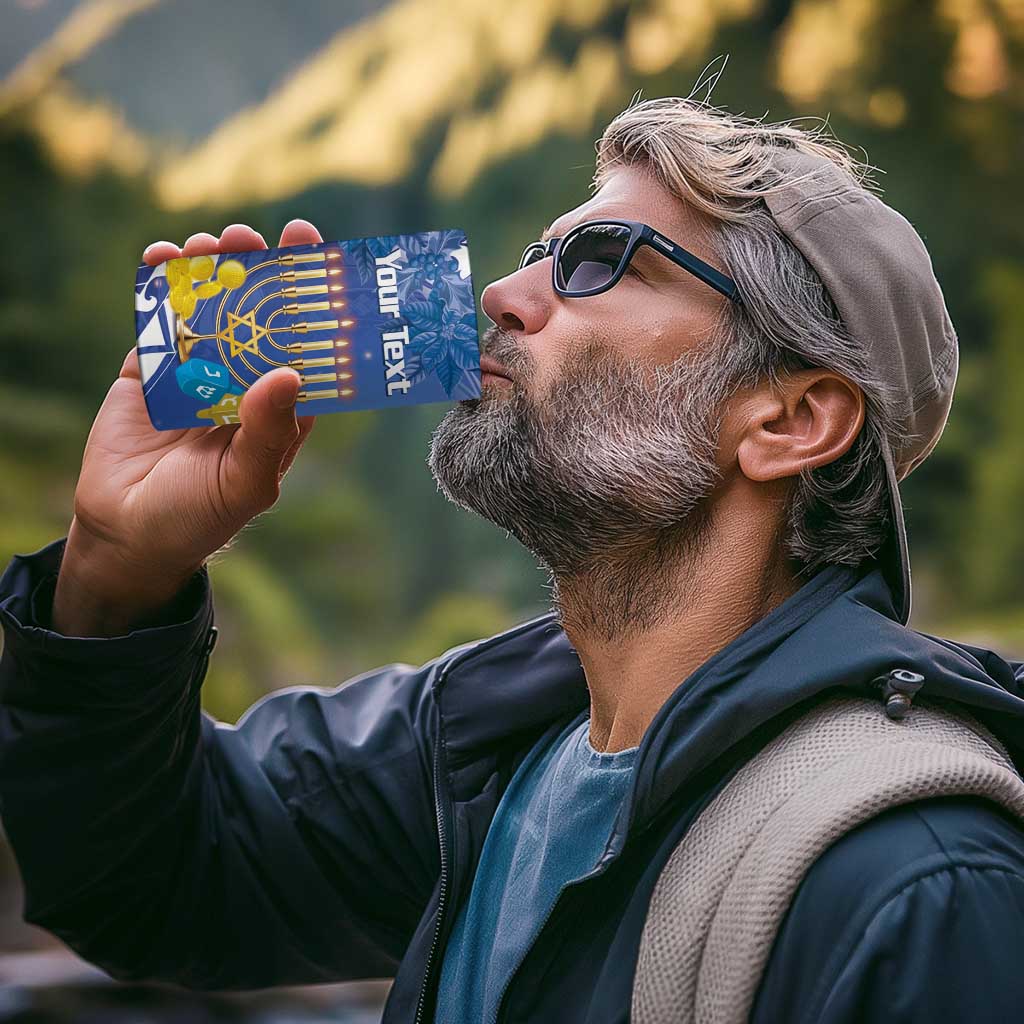 Personalised Hanukkah Jewish Festival 4 in 1 Can Cooler Tumbler It's Lit - Polynesian Pattern