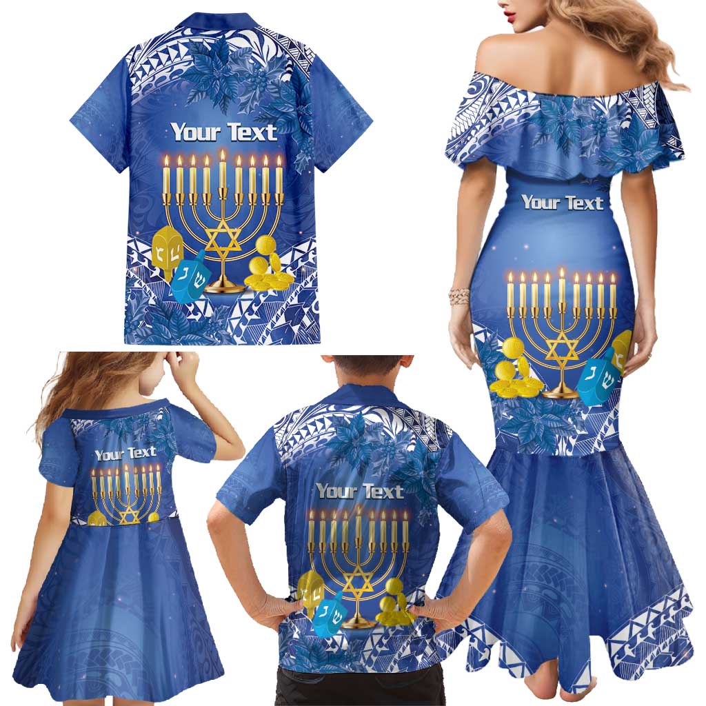 Personalised Hanukkah Jewish Festival Family Matching Mermaid Dress and Hawaiian Shirt It's Lit - Polynesian Pattern LT14 - Polynesian Pride
