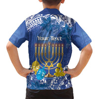 Personalised Hanukkah Jewish Festival Family Matching Short Sleeve Bodycon Dress and Hawaiian Shirt It's Lit - Polynesian Pattern LT14 - Polynesian Pride