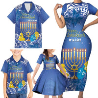 Personalised Hanukkah Jewish Festival Family Matching Short Sleeve Bodycon Dress and Hawaiian Shirt It's Lit - Polynesian Pattern LT14 - Polynesian Pride