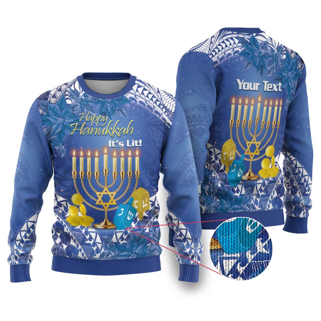 Hanukkah Jewish Festival Ugly Christmas Sweater It's Lit - Polynesian Pattern