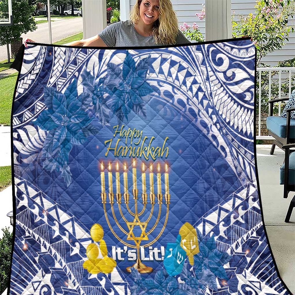 Hanukkah Jewish Festival Quilt It's Lit - Polynesian Pattern LT14 Blue - Polynesian Pride