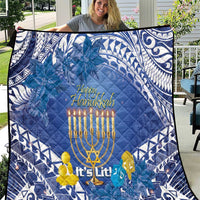 Hanukkah Jewish Festival Quilt It's Lit - Polynesian Pattern LT14 Blue - Polynesian Pride