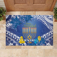 Hanukkah Jewish Festival Rubber Doormat It's Lit - Polynesian Pattern LT14 Blue - Polynesian Pride