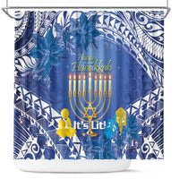 Hanukkah Jewish Festival Shower Curtain It's Lit - Polynesian Pattern LT14 Blue - Polynesian Pride