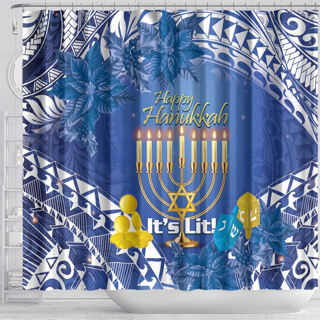 Hanukkah Jewish Festival Shower Curtain It's Lit - Polynesian Pattern LT14 - Polynesian Pride