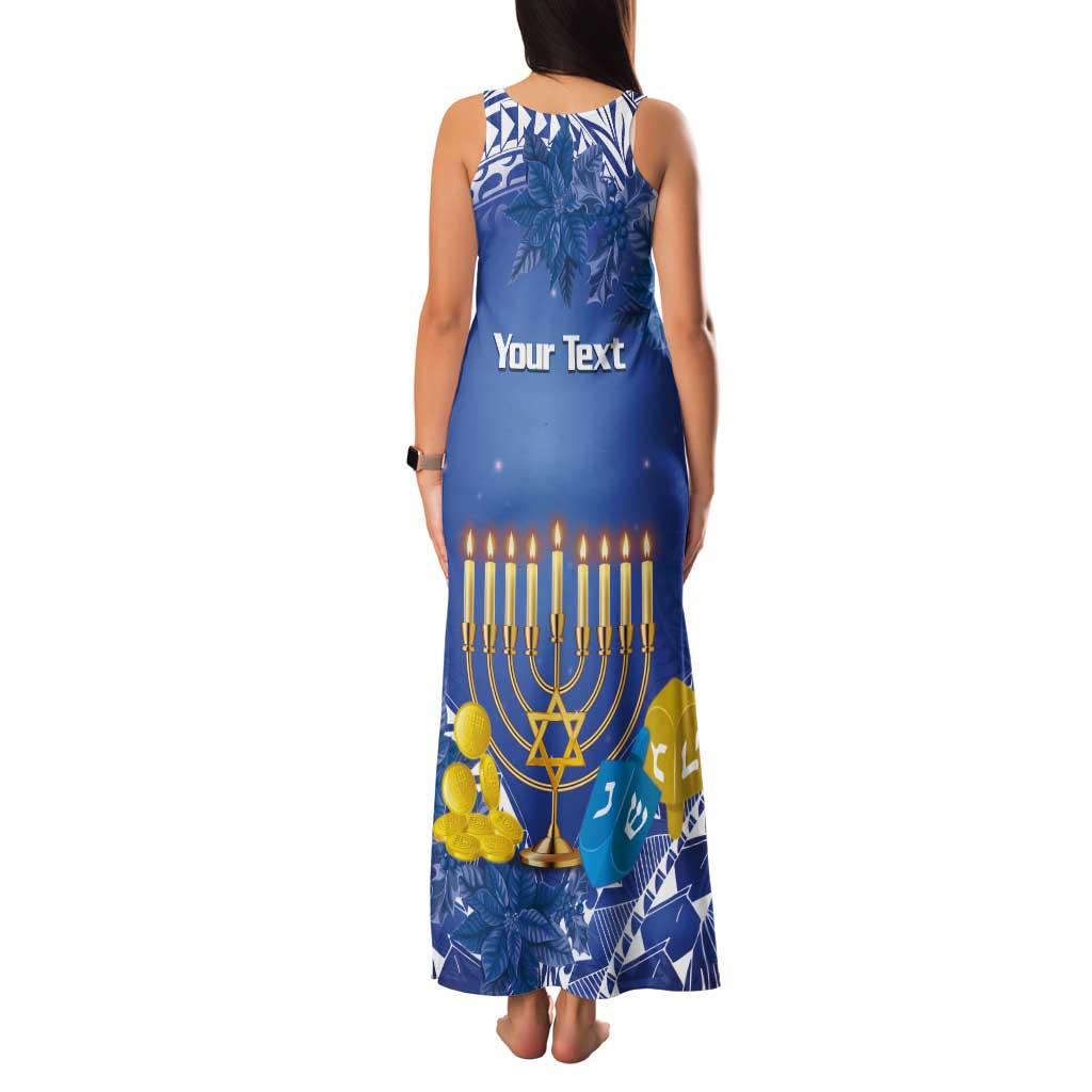 Personalised Hanukkah Jewish Festival Tank Maxi Dress It's Lit - Polynesian Pattern