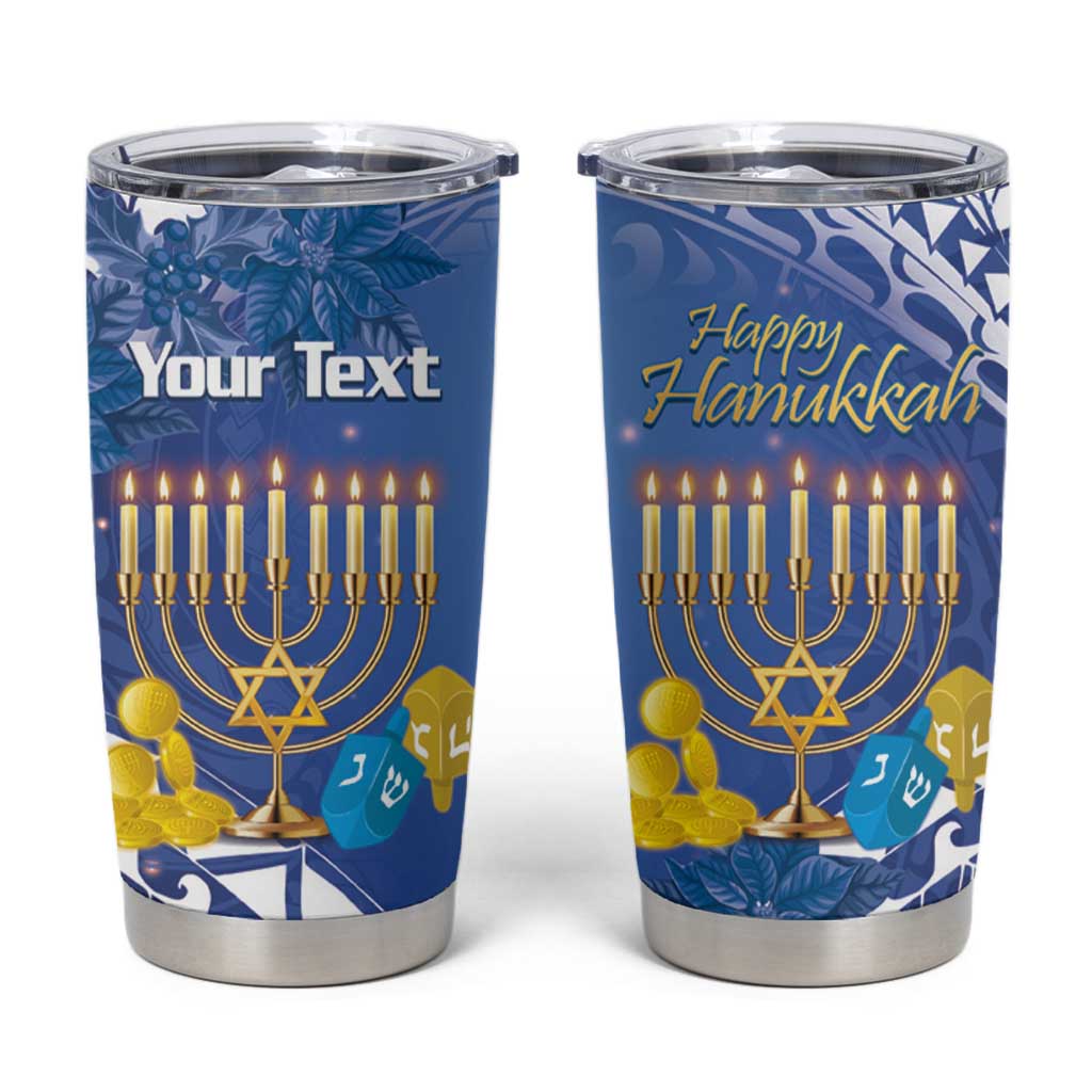 Personalised Hanukkah Jewish Festival Tumbler Cup It's Lit - Polynesian Pattern