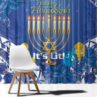 Hanukkah Jewish Festival Window Curtain It's Lit - Polynesian Pattern