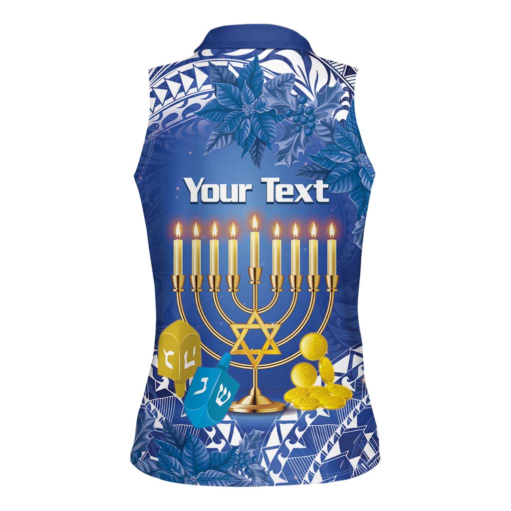Personalised Hanukkah Jewish Festival Women Sleeveless Polo Shirt It's Lit - Polynesian Pattern LT14 - Polynesian Pride