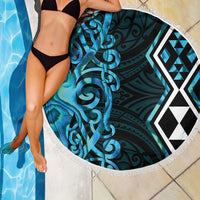 Turquoise Aotearoa Beach Blanket Taniko Motifs With Paua Shell Kowhaiwhai