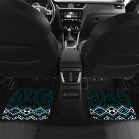 Turquoise Aotearoa Car Mats Taniko Motifs With Paua Shell Kowhaiwhai